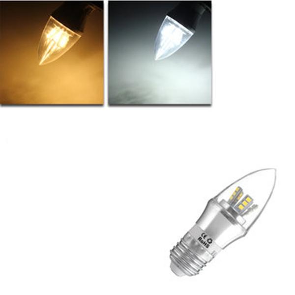 E27 / E14 / E12 / B22 / B15 6W LED warmes weißes / weißes 25SMD 2835 Silber Kerze-Glühlampe-Lampe 85-265V