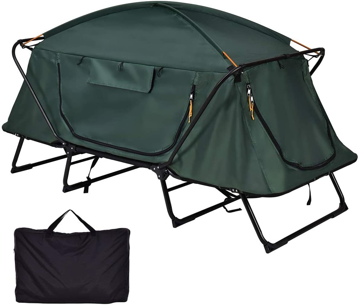 2 Person Camping Tent Off The Ground Folding Waterproof Double Layer Cold Protection Anti-wind Sunshade Dome Canopy Hiking Travel with Carry Bag