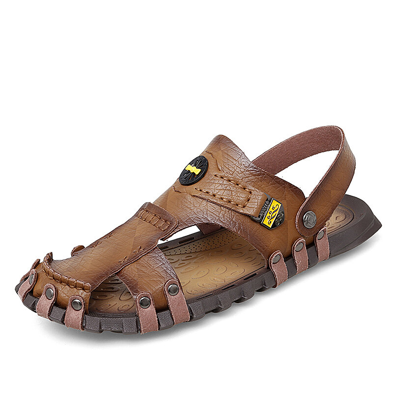 

Men Microfiber Closed Toe Two-ways Breathable Leisure Sandals
