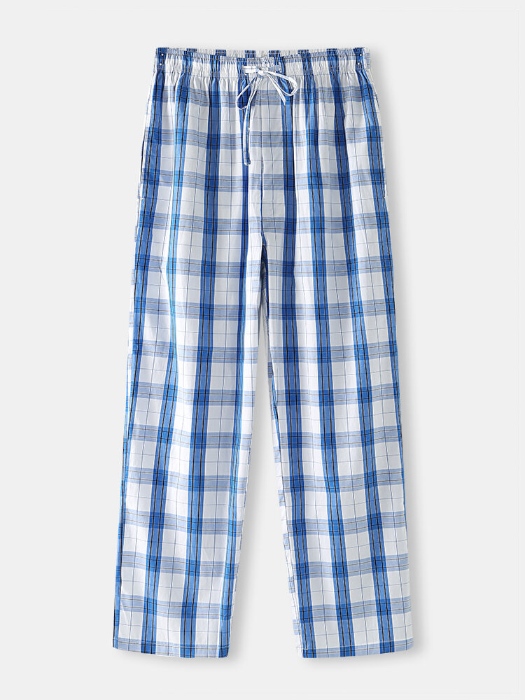 Heren Classic geruite katoenen pyjamabroek met trekkoord in katoen met zak