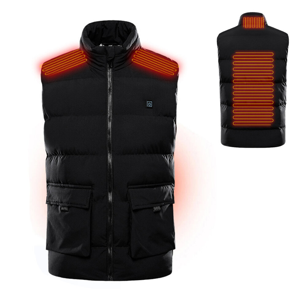 

TENGOO 4 Areas Heated Vest USB Charging Infrared Electric Heating Sleevless Jacket Waistcoat Outdoor Camping Fishing