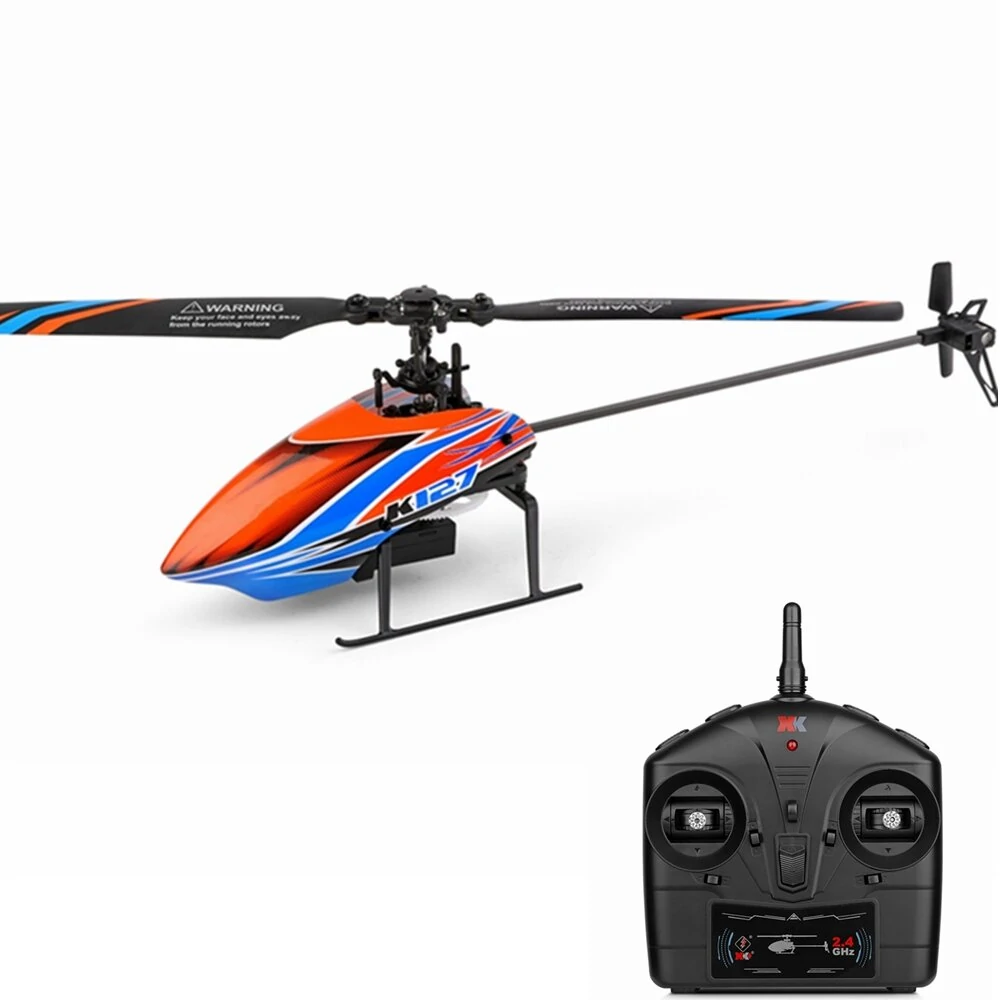 XK K127 4CH 6-Axis Gyro Altitude Hold Flybarless RC Helicopter RTF - with 3 Batteries