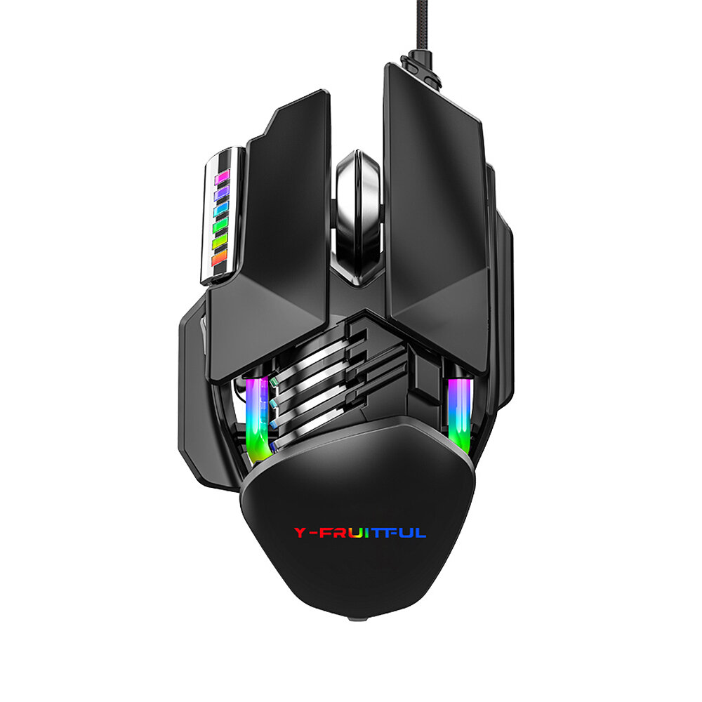 Y-FRUITFUL M7 Wired Gaming Mouse Ergonomic RGB Backlit Mechanical Aesthetics Mice 6 Button 12800DPI LED Water Cooling 10
