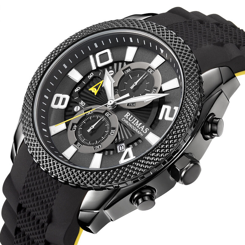 RUIAMS 584 Mode Herenhorloge Waterdichte lichtgevende datumweergave Chronograaf Sport quartz horloge