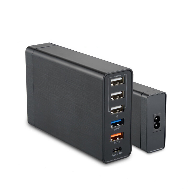 Bakeey 60W6ポートUSB充電器デスクトップ充電ステーション18WUSB QC3.0 18W USB-C PD Power Delivery EU Plug For iPhone For Samsung Huawei