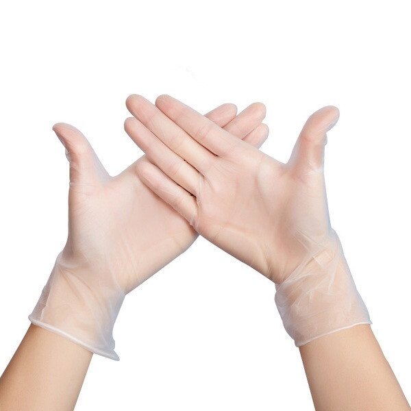 MIANDASHI 100 τεμάχια μονουχρωμάτιστα γάντια PVC για μπάρμπεκιου, αδιάβροχα γάντια ασφαλείας-L