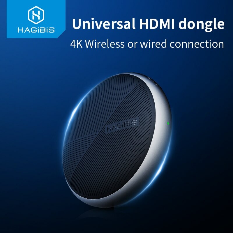 

Hagibis WFY0225G 2.4G / 5G 4K WiFi Дисплей Приемник Беспроводной / проводной HDMI-ключ Miracast DLNA TV Палка для Проект