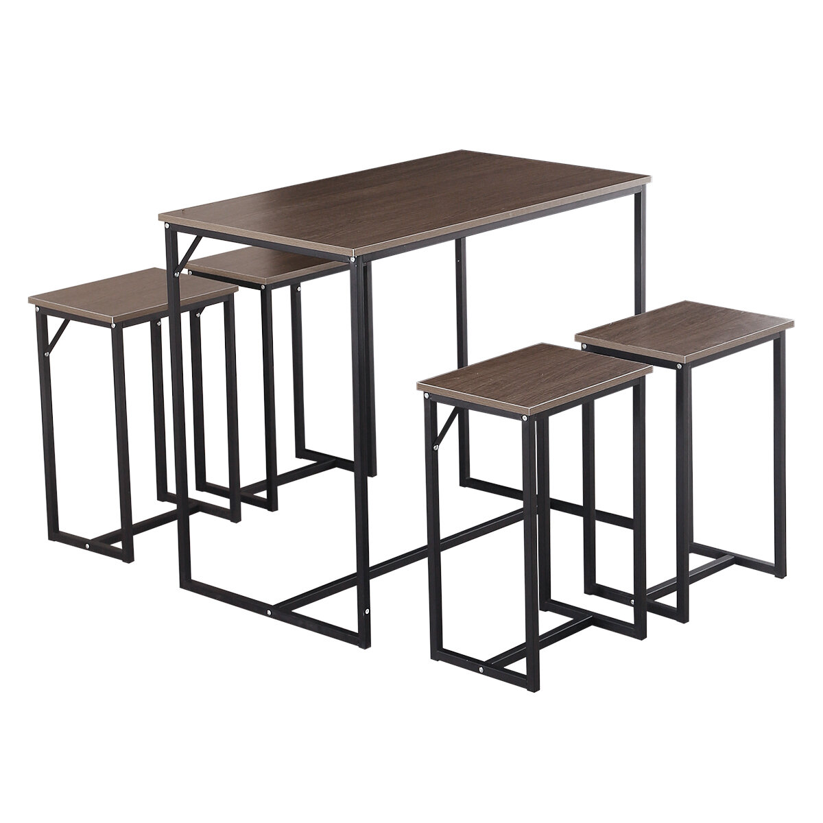 5 Piece Dining Table Set Counter Height Pub Table and 4 Stools Set for Small Space in The Dining Room or Kitchen