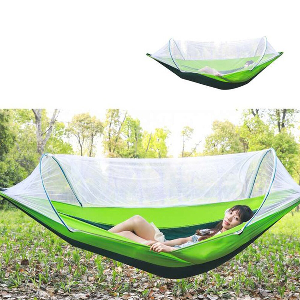 2 Person 260x150cm Hammock with Netting Mosquito Automatic Ultralight Folding Swing Sleeping Bed Camping Hiking Travel Max Load 300kg