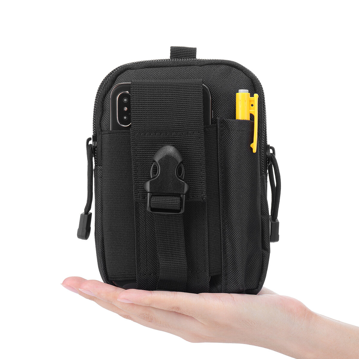 5,5-calowy zewnętrzny plecak taktyczny EDC Molle na pas dla mężczyzn, pokrowiec na telefon komórkowy, portfel i uchwyt na iPhone 8 do sportu, kempingu i wędrówek.