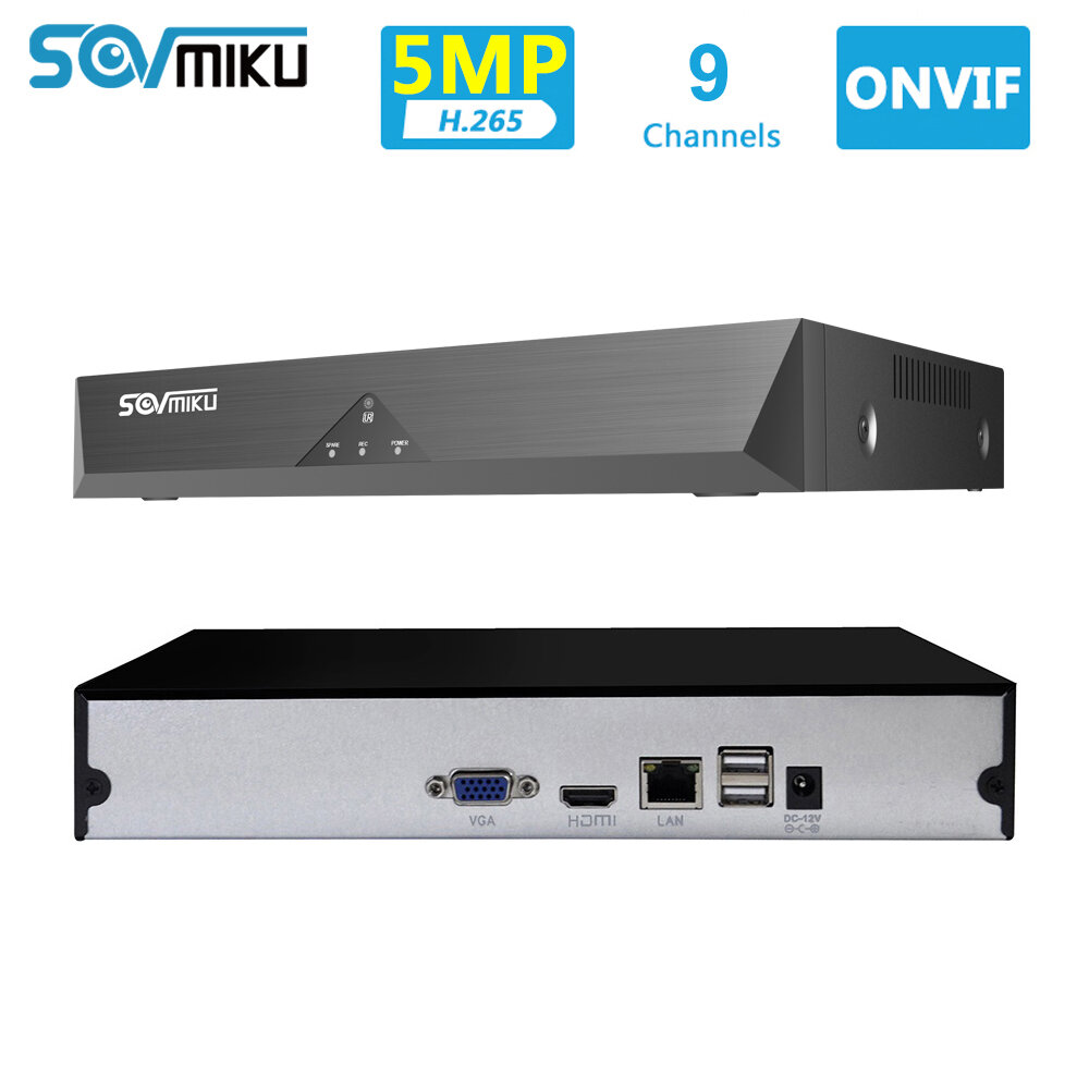 

SOVMIKU SFNVR H.265 9CH 5MP CCTV NVR Mootion Detect CCTV Network Video Recorder ONVIF P2P For IP Camera 4MP/3MP/2MP Secu