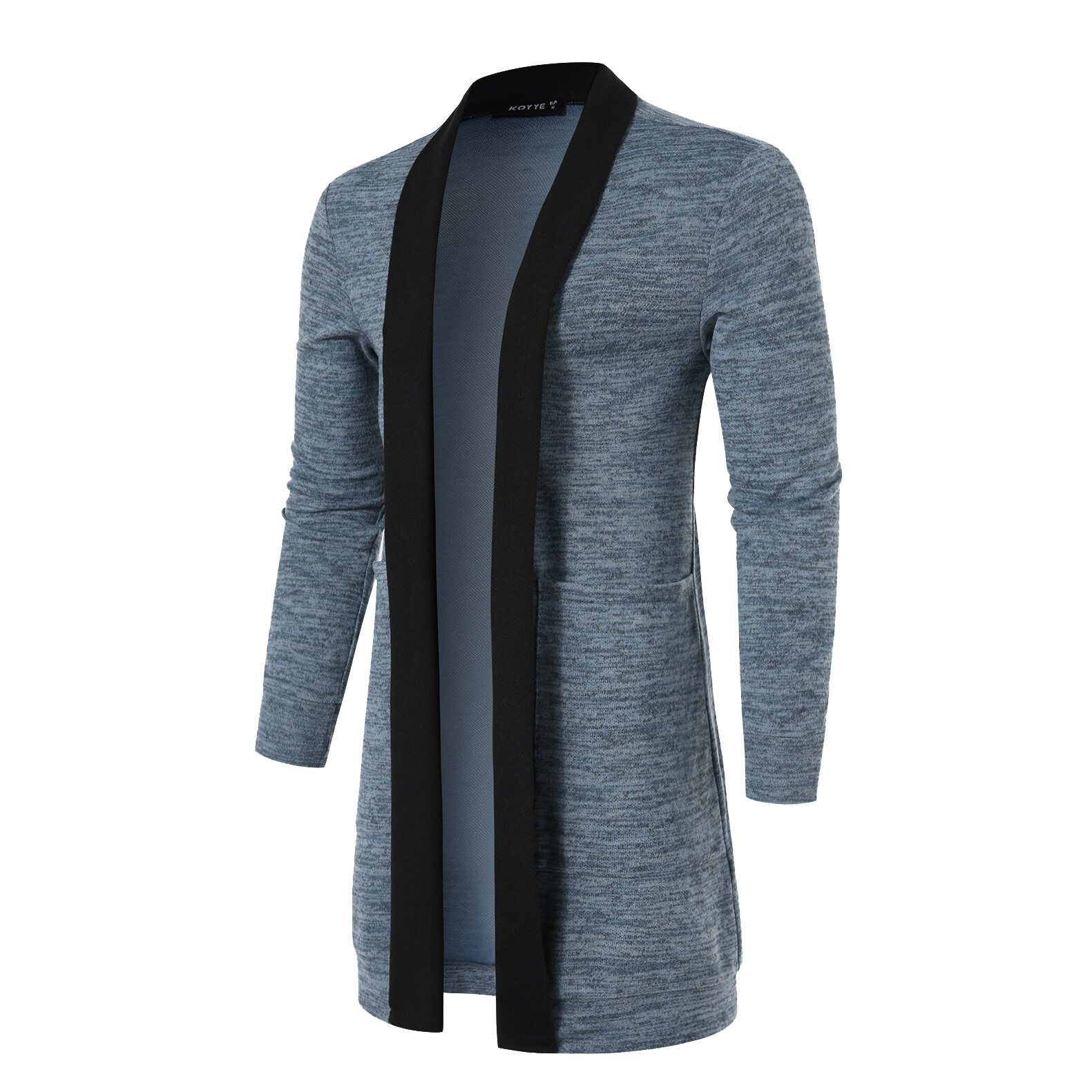 uéter de primavera nuevo para hombres con manga larga, parcheado, delgado, de punto, de alta calidad, informal, abrigo de punto ajustado para hombres