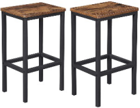 2PC Rustic Wood Grain Steel FootstoolRetro Chairs Bar Chairs