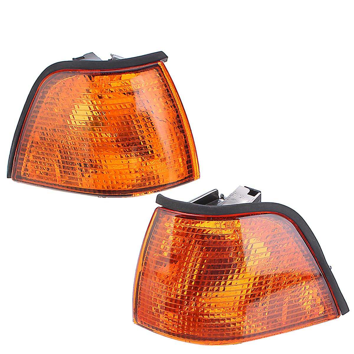 Pair Side Marker Lights Cover Amber for BMW E36 3-Series Coupe/Convertible 4D