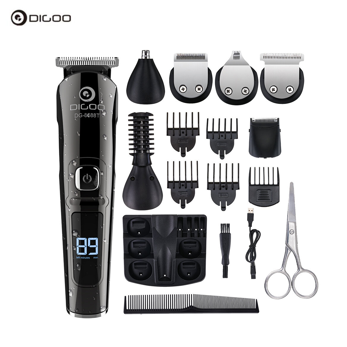 

DIGOO 16 IN 1 LCD Display Cordless Hair Trimmer 600mAh USB Rechargeable Electric Hair Clipper For Hair Beard Nose/Ear Ha