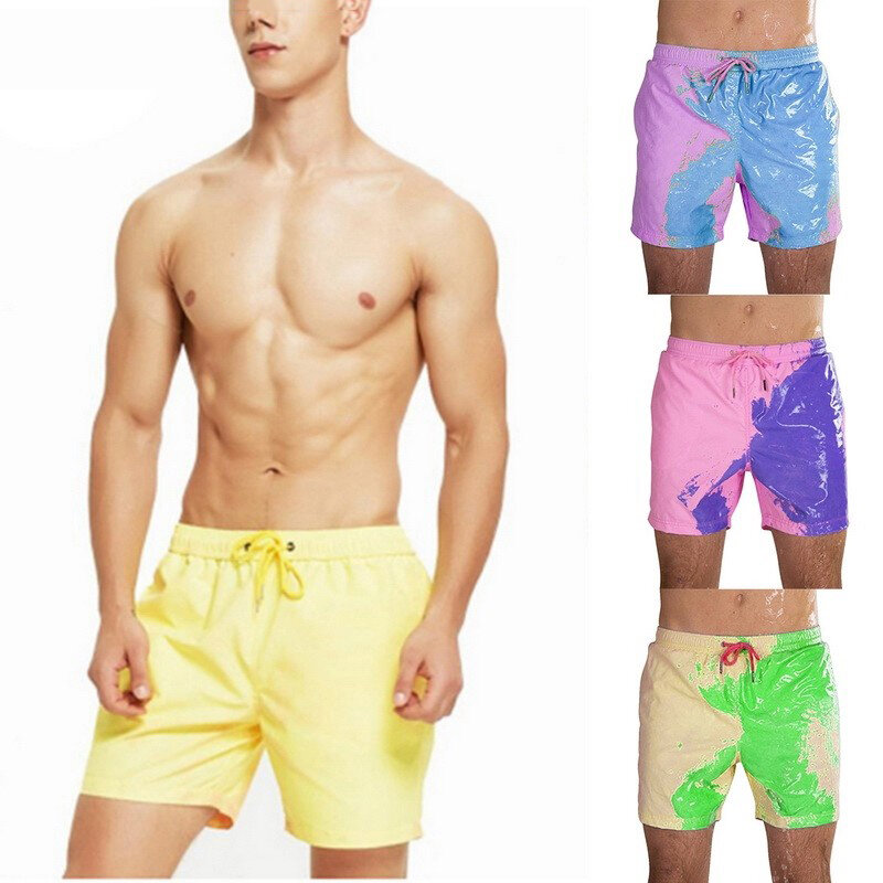 Изменяющие цвет Пляжный Шорты Мужская доска для плавания и серфинга Купальный костюм Шорты Quick Dry Discoloring