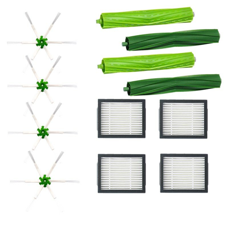 

12pcs Replacements for iRobotE5 E6 i7 i7+ Vacuum Cleaner Parts Accessories Main Brushes*4 6-arm Side Brushes*4 HEPA Filt