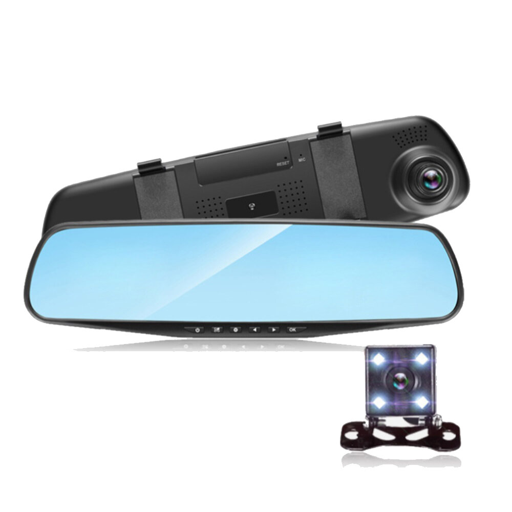 

4.3 дюймов Dual Объектив 1080P Авто Видеорегистратор Приборная панель Видеомагнитофон Зеркало заднего вида камера