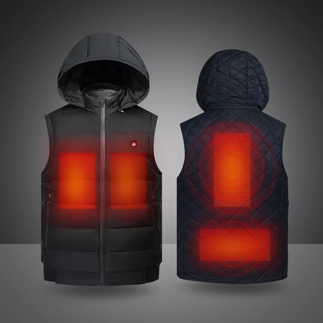PMA Fűtött kabátok 3 sebességes hőmérséklet-szabályozással, USB töltéssel, grafén fűtött ruhákkal, szélálló, hidegálló és meleg fűtött téli mellény.