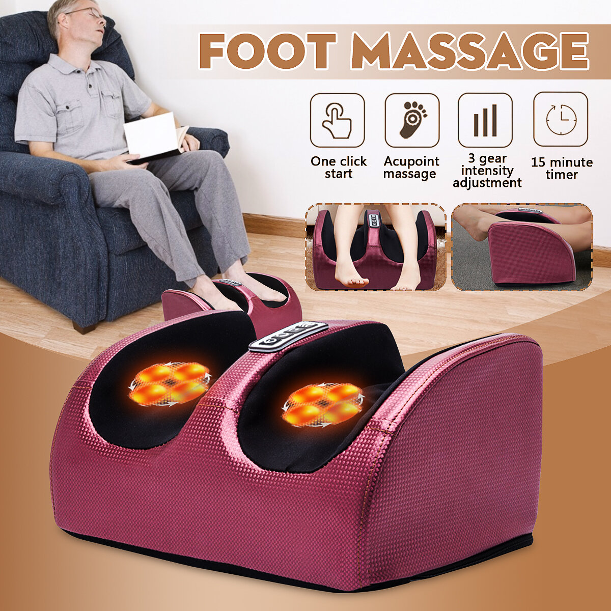 

Electric 24W Heating Foot Massager Machine Muscle Relaxation Leg Massager Kneading Blood Circulation Heat Therapy Massag