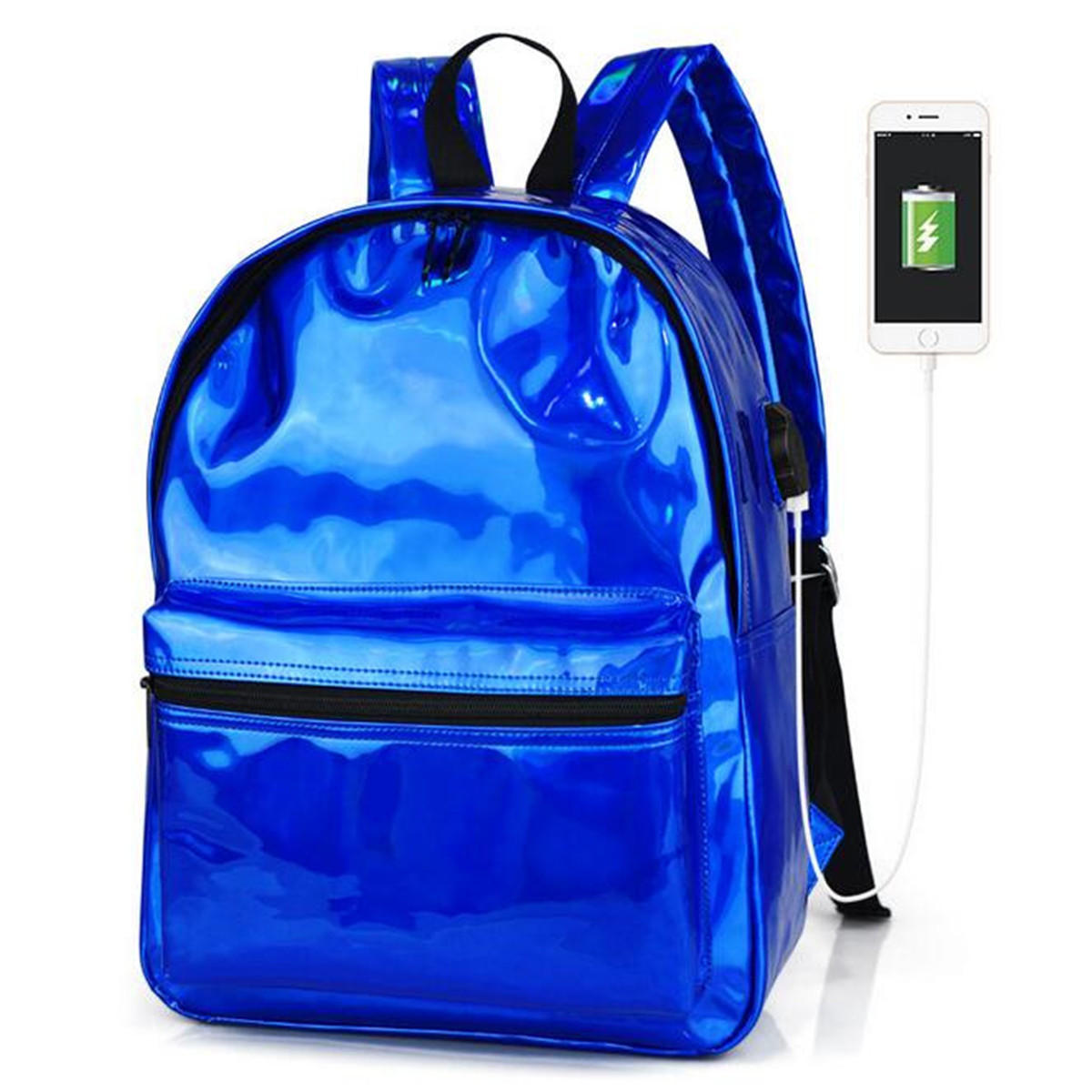 USB PU Sırt Çantası Su Geçirmez 14 İnç Dizüstü Bilgisayar Okul Çanta Kampçılık Seyahat Paketi Omuz Çanta El Çantası