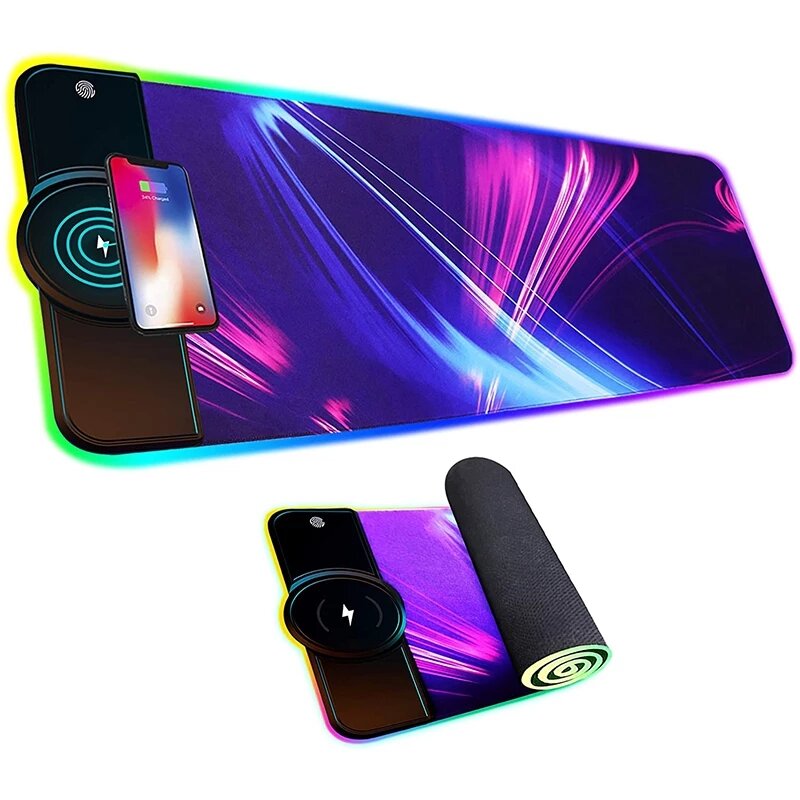 

Multifunctional 10W/ 7.5W Mobile Phone Qi Wireless Charger RGB Luminous Gaming Mouse Pad Computer Macbook Mousepad