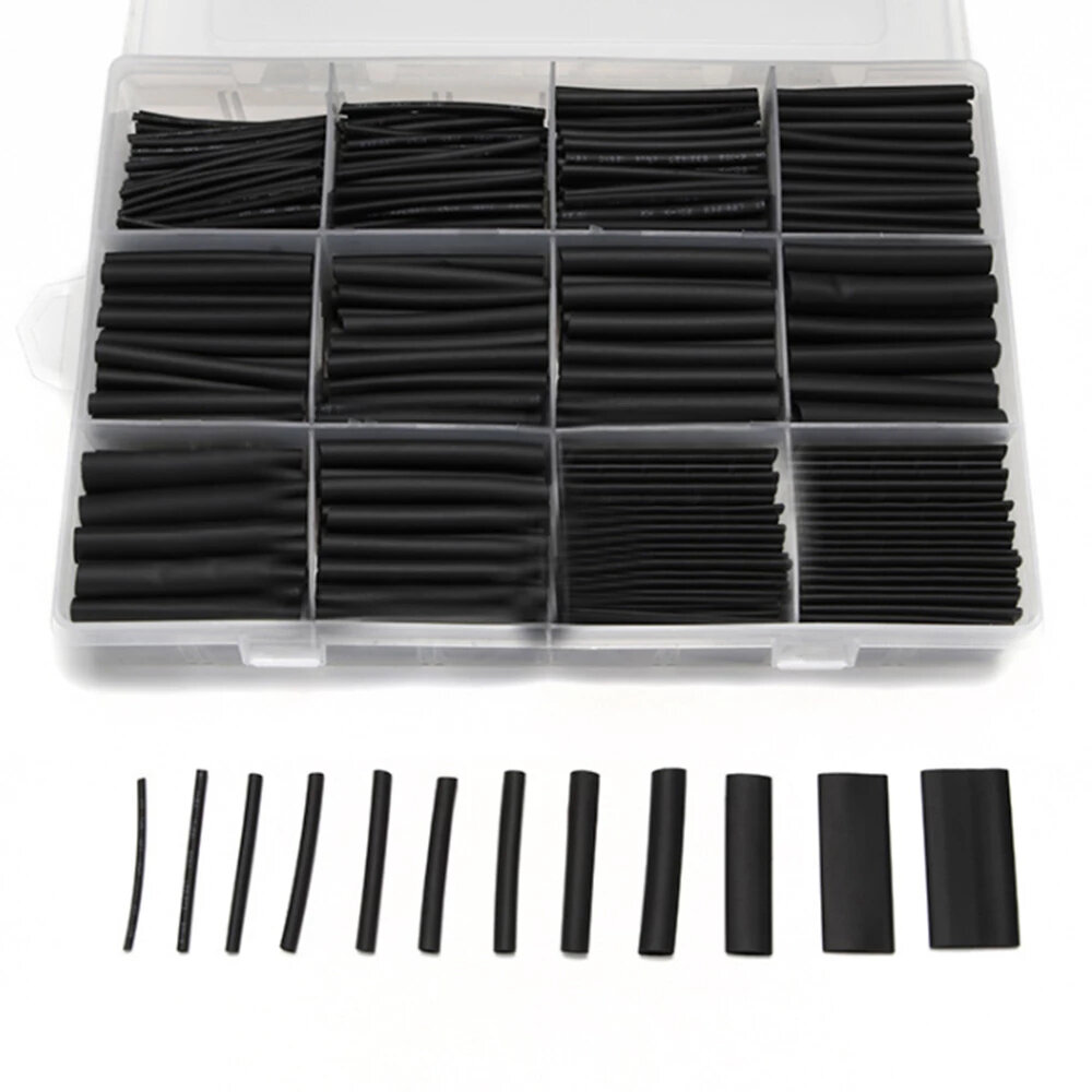 Quanum 625PCS Ratio 2:1 Heat Shrinkable Cable Wire Tube Electrical Cable Sleeve Kit with Storage Cas