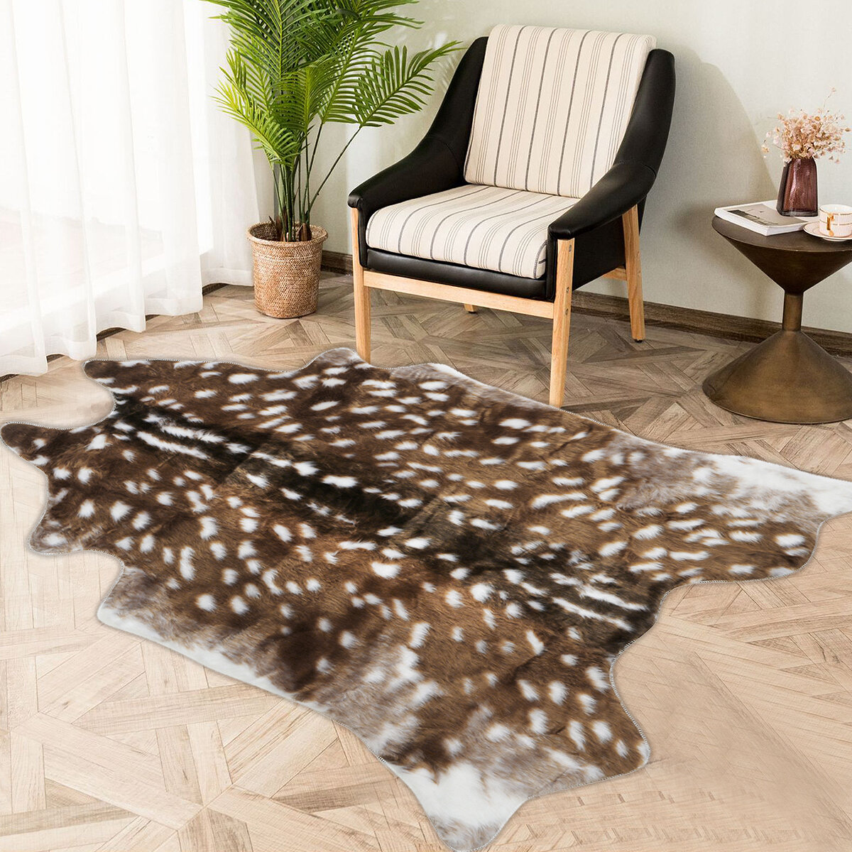 

78cmx108cm Faux Fur Sika Deer Print Animal Skin Hide Pelt Rug Mat Carpet Home Decor