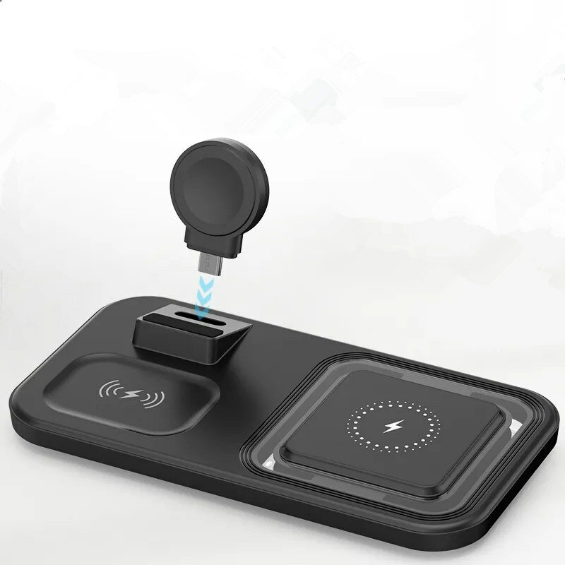 Bakeey 3 in 1 15W draadloze oplader Desktop Stand Holder Snel opladen Opvouwbaar nachtkastje Universele draadloze oplader voor iPhone 14 Pro Max voor Apple Watch voor oortelefoon