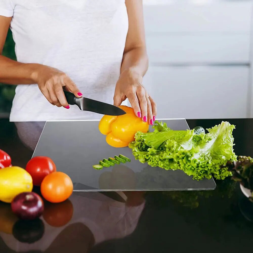 

45*35cm Acrylic Cutting Board With Counter Lip Clear Chopping Block For Kitchen Counter Non Slip Countertop Protector Ho