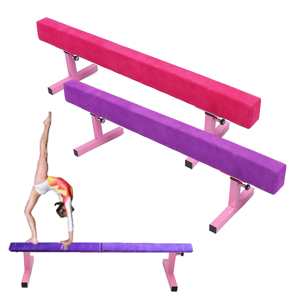 1.8M / 6FT High Gymnastics Balance Beam Gym Esercizio Sport Training Airtrack Rolls Bar Strumenti Attrezzatura