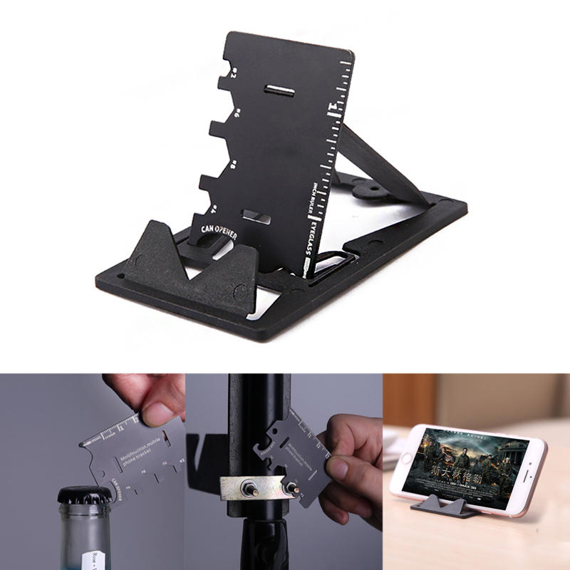 IPRee® 3 In 1 EDC Mini Card Cutter Kit di attrezzi per apribottiglie multifunzione pieghevole con supporto per telefono pieghevole