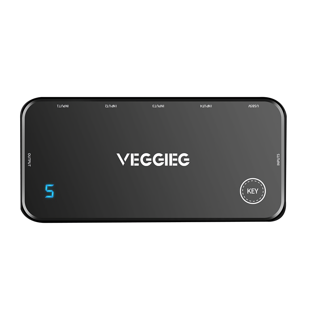 

VEGGIEG 5 In 1 Out HDMI Switch Splitter 4K 1080P HDMI Converter Hub Support 3D Touch/Remote Switching with Power Supply