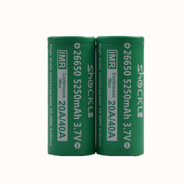 2PCS Shockli IMR 26650 3.7V 5250mah 20A Discharge Rechargeable Li-ion Battery-Flat top
