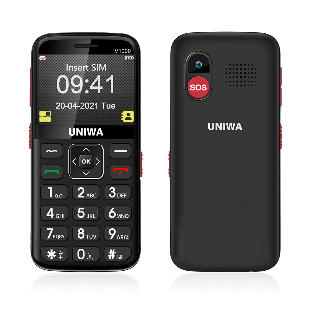 

UNIWA V1000 4G Network 2.31 inch single SIM 1800mAh Battery Long Standby Loud Speaker SOS Feature Phone