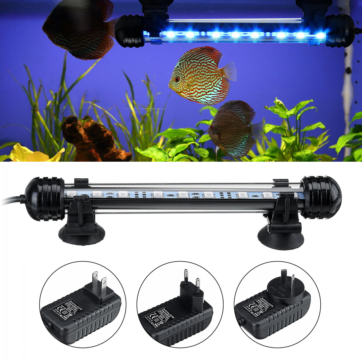 18cm 5050SMD 9LED Aquarium Aquarium RGB-licht Onderdompelbare waterdichte barstriplamp