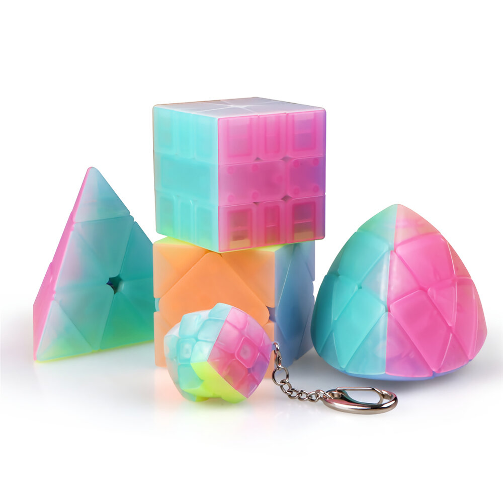 

QiYi Волшебный Cube Jelly Color 3x3 4x4 5x5 Брелок Pyramid Professional Speed Cube Детские развивающие игрушки