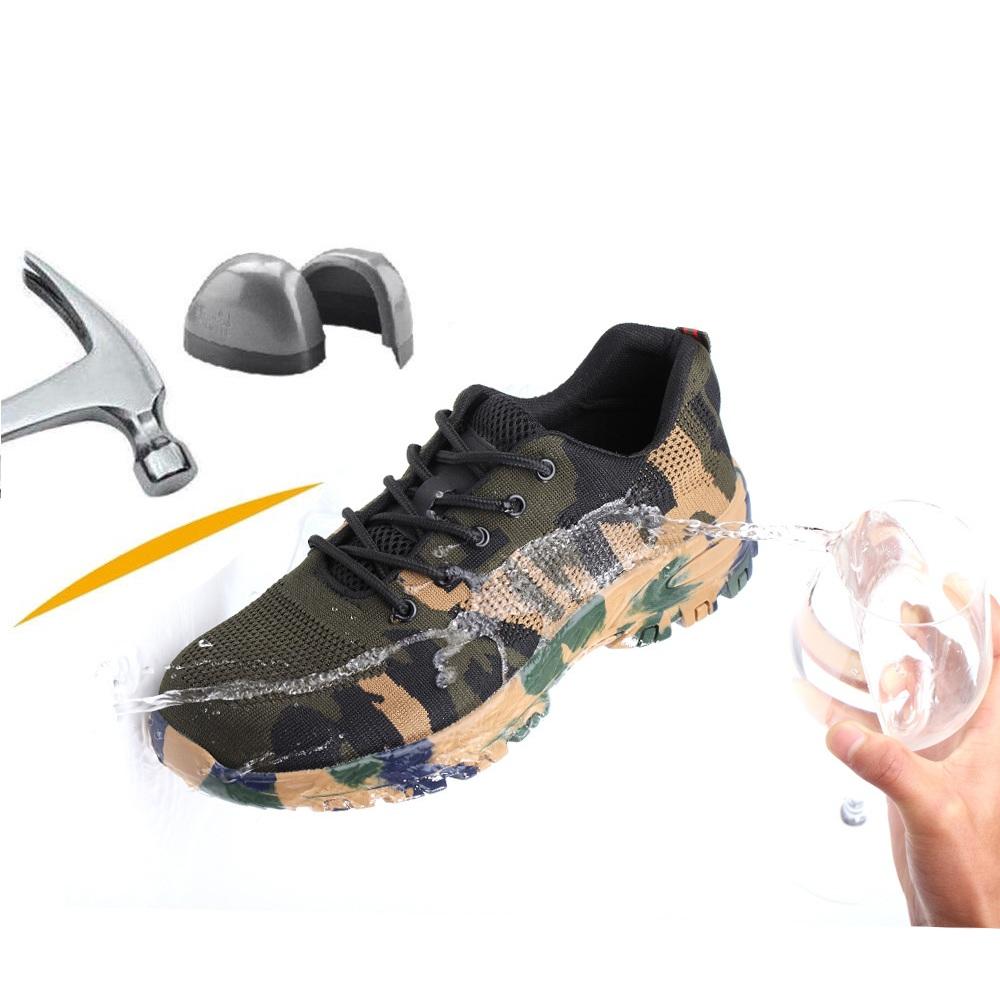 Sapatos de segurança TENGOO, com biqueira de aço, impermeáveis, antiderrapantes e resistentes a impactos, ideais para caminhadas ao ar livre e trabalho.
