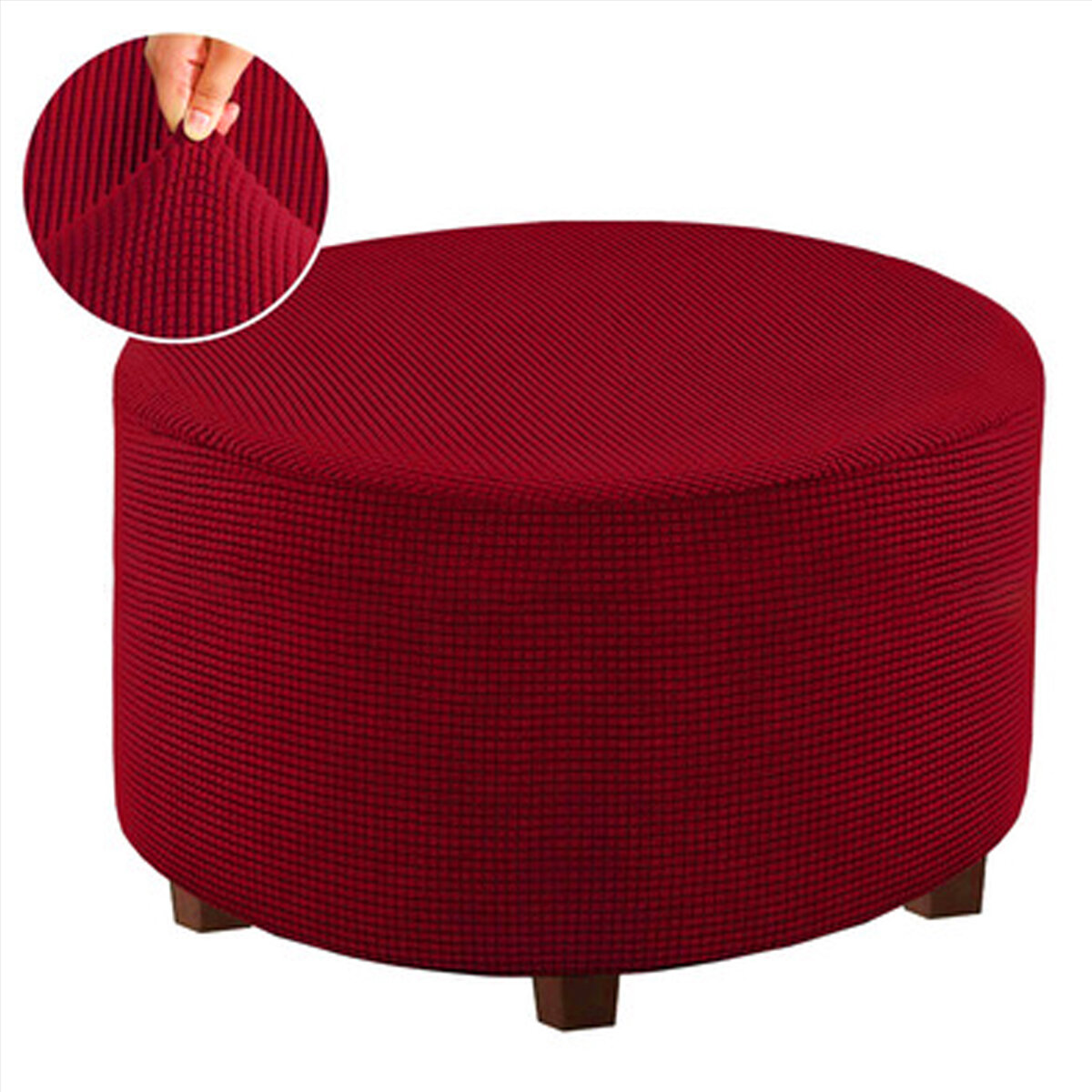

Elastic Round Ottoman Cover Footstool Protector Stretch Storage Stool Chair Seat Slipcover Home Office Furniture Decorat