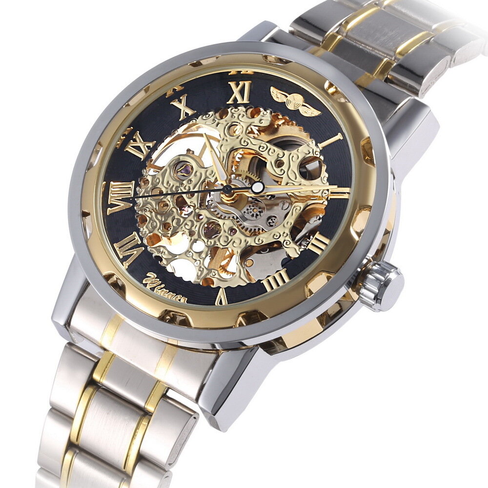 

Business Skeleton Dial Steel Band Waterproof Men Automatic Mechanical Watch Wristwatch