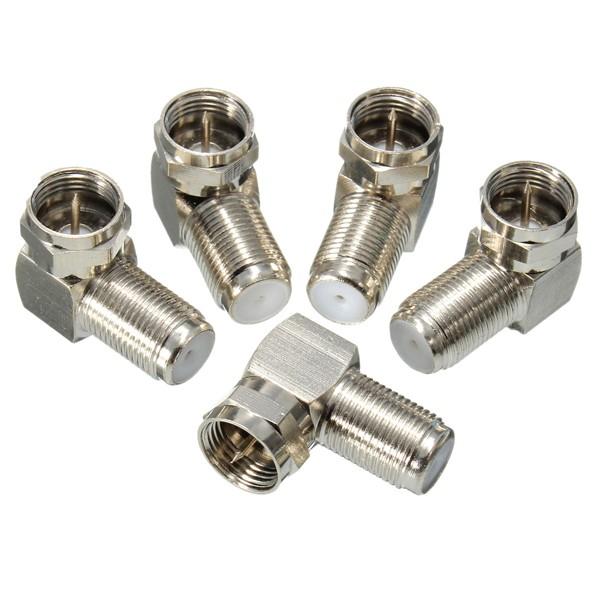 5PCs 90 Degree F Male To F Female Connector Adapter Coaxial Cable RG6 RG59