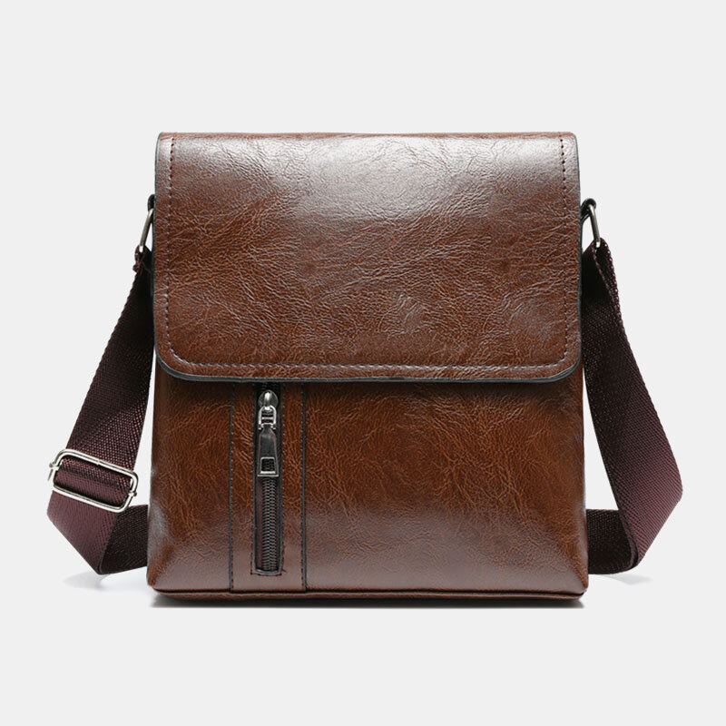 Men PU Leather Anti-theft Shoulder Large Capacity Retro 6.3 Inch Phone Bag Crossbody Bags