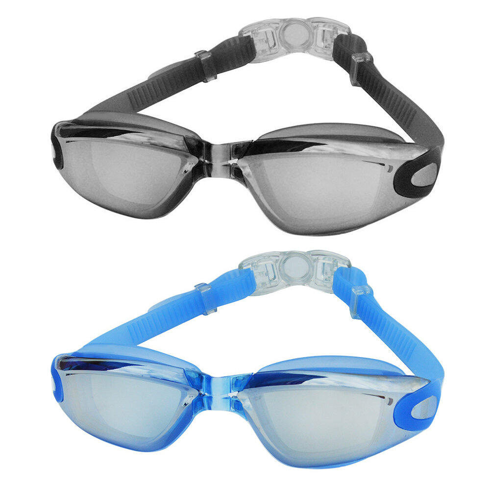 2 paar Zwembril met Oordopje Neussteun Transparante Uv Anti-condens Bescherming Bril voor Volwassen 