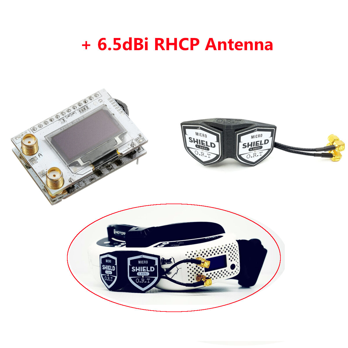 

Eachine PRO58 RX Diversity 40CH 5.8G OLED SCAN VRX FPV Receiver SMA with ORT DUAL SHIELD PRO 6.5dBi RHCP Antenna for Fat
