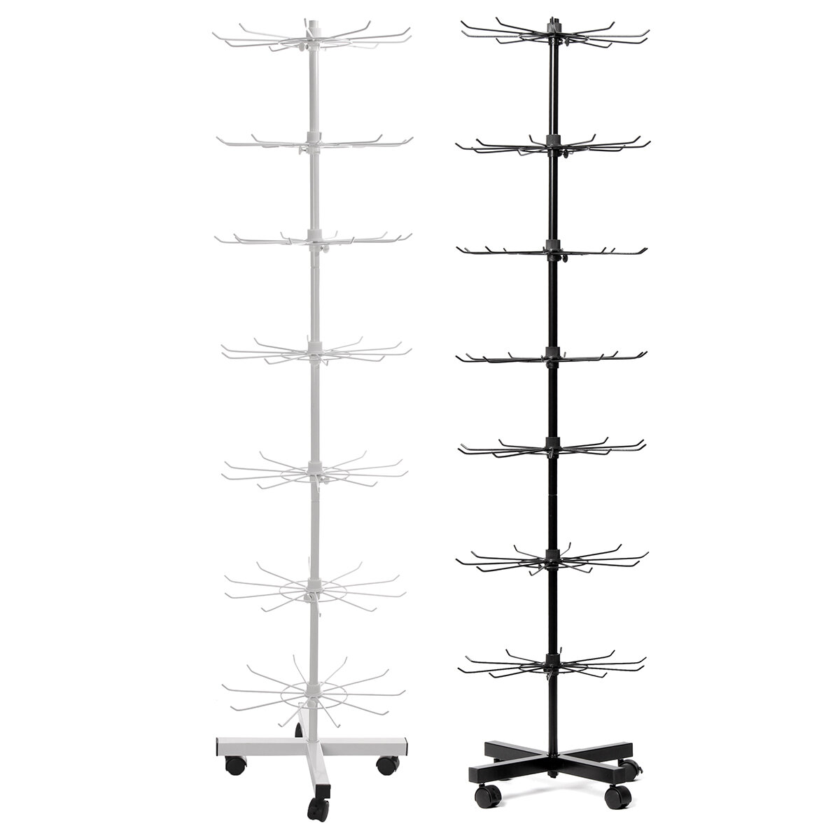 7-Tier Storage Floor Shelf Stand Socks Phone Accessories Display Rotary Rack with Wheel
