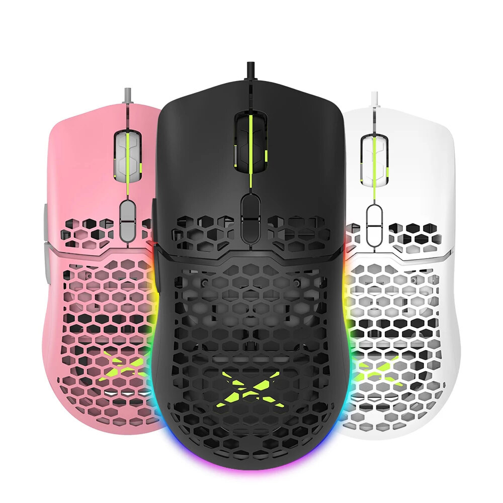 

Delux M700 RGB Gaming Mouse USB Wired Lightweight Honeycomb Shell A825 Sensor 7200DPI Ergonomic Mice with Soft Rope Cabl