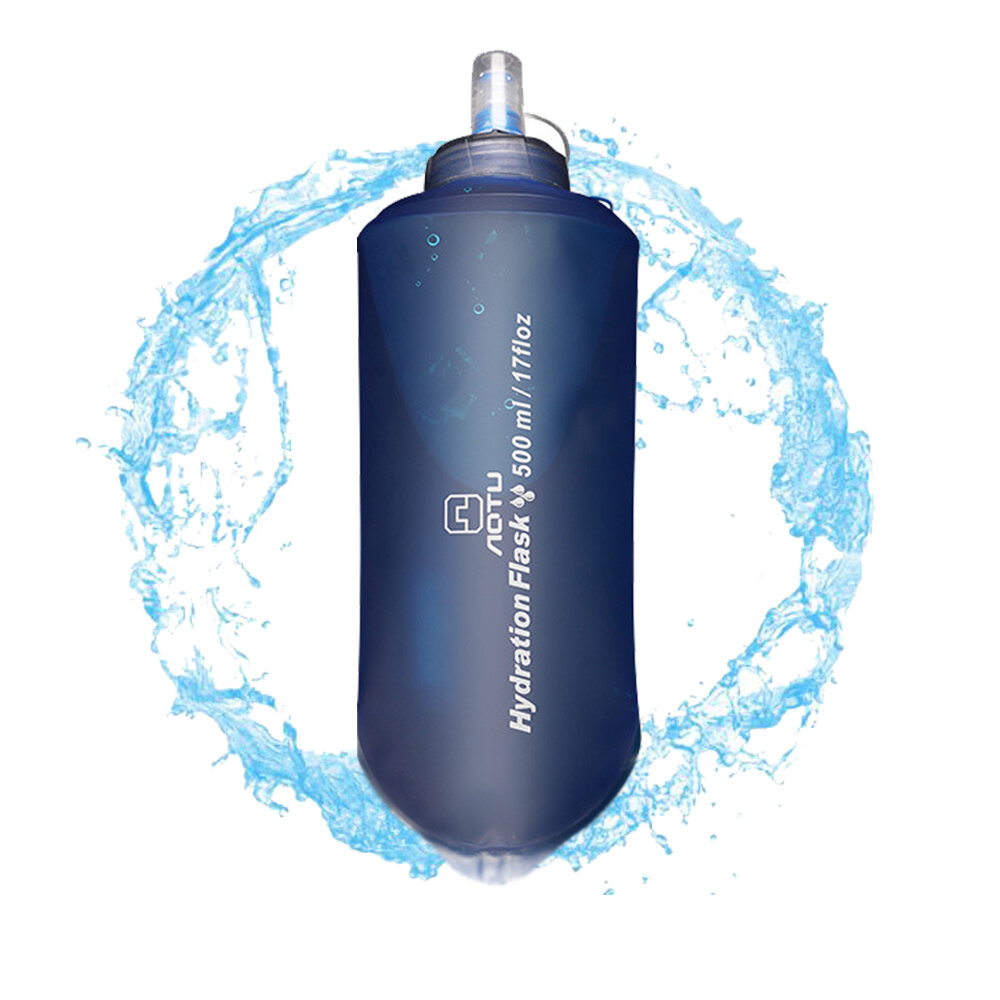 AOTU 500ML Sammenleggbar vannflaskefri BPA Sammenleggbar lekkasjesikker SoftBottle Vannblære TPU Travel Cup Lett for sport Camping Sykkelløp
