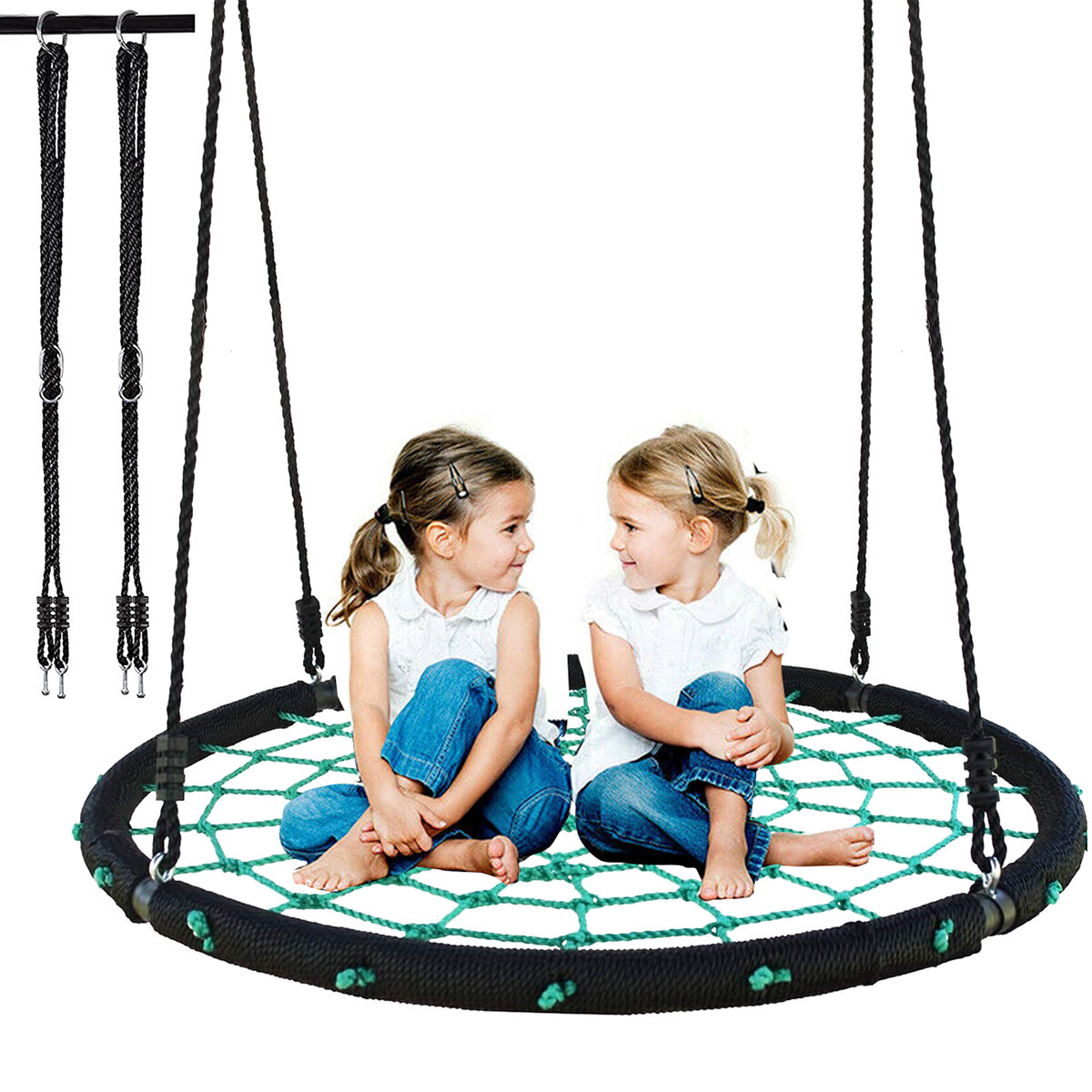 Baloiço de 40/43 polegadas para crianças ao ar livre entretenimento redondo brinquedo giratório robusto jardim pátio balanço cadeira suspensa durável