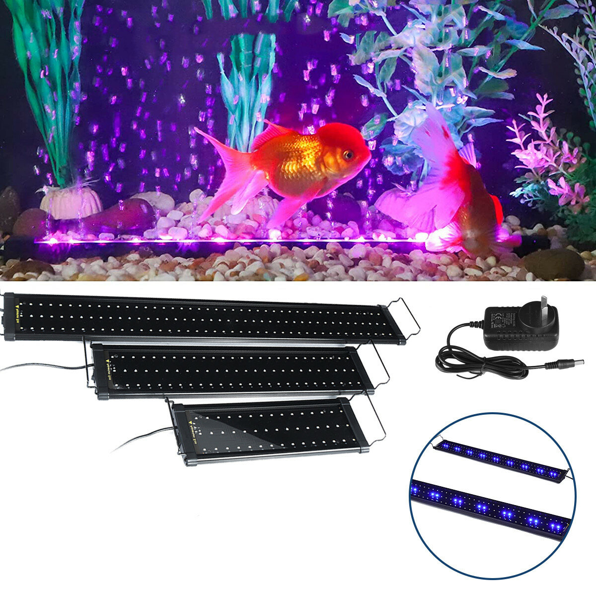 12V 25W 129 LEDs Aquarium Light 30-90cm Lighting Full Spectrum Fish Plant Tank Bar LED Lamp Pet Supp