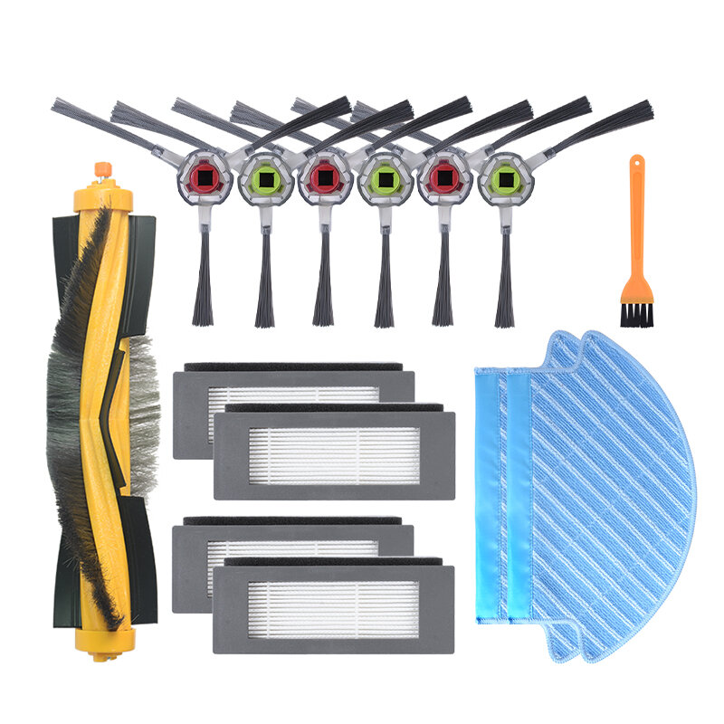 

14pcs Replacements for Ecovacs DJ35 Vacuum Cleaner Parts Accessories Main Brush*1 Side Brushes*6 HEPA Filters*4 Cleaning